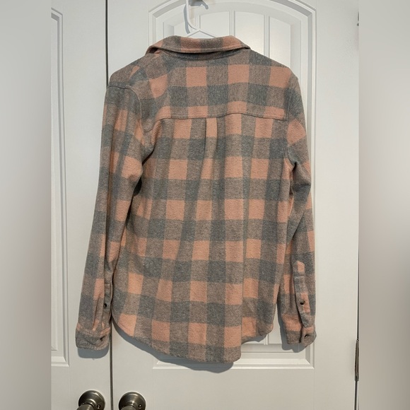 BeachLunchLounge Plaid Button Front Shacket Jacket Pink Gray Size Medium M - Picture 4 of 6